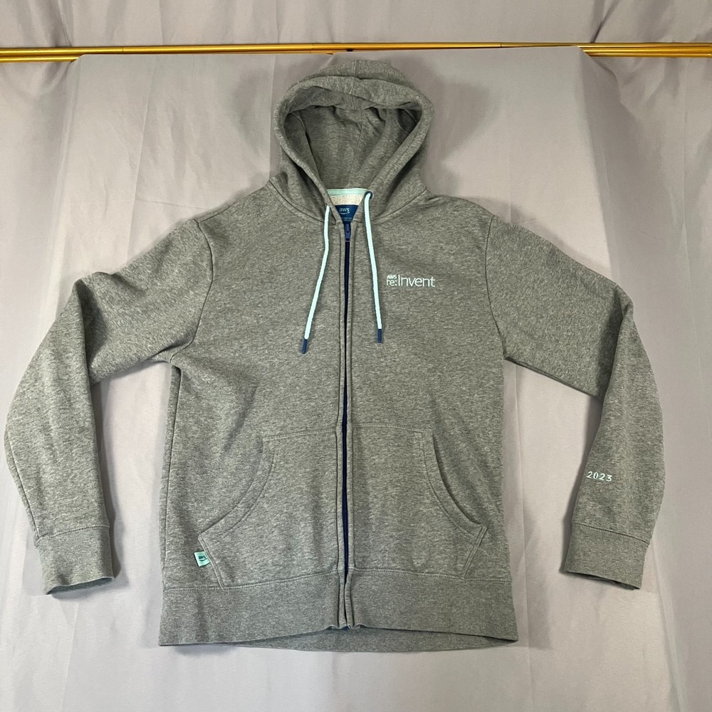 AWS re:Invent 2023 Full Zip‎ Hoodie Men's Medium Gray Amazon Web Services